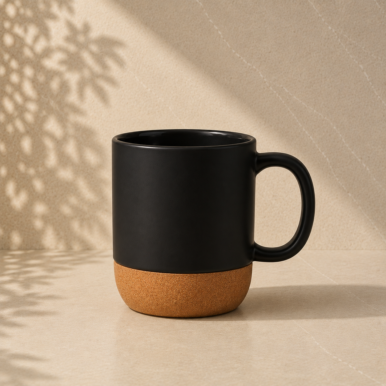 Black matte ceramic mug with cork base - included in Cosy for Two couples gift hamper by The Gifting Pantry