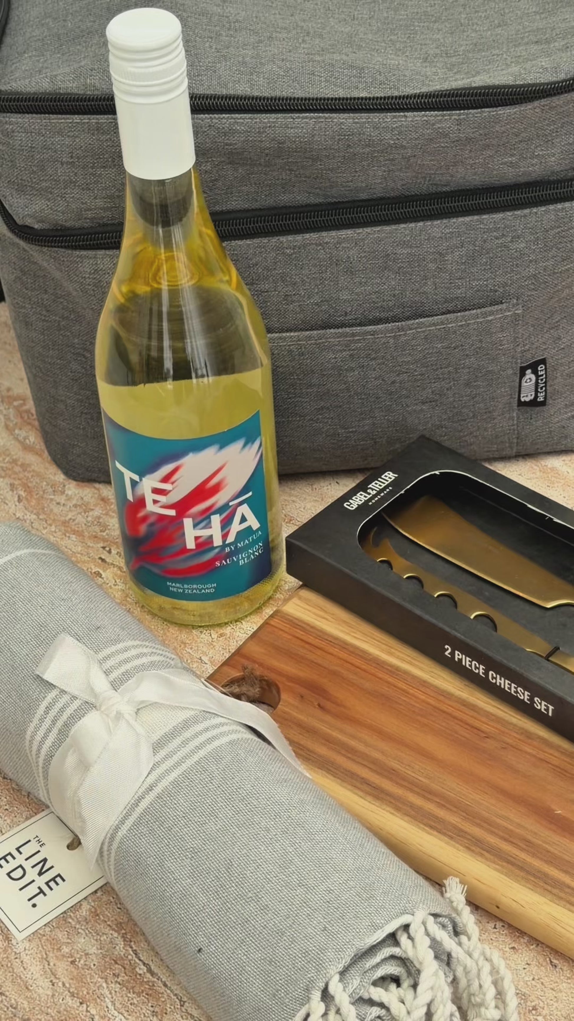 The Long Afternoon gift hamper lifestyle video — wine, Turkish towel and gift items from The Gifting Pantry