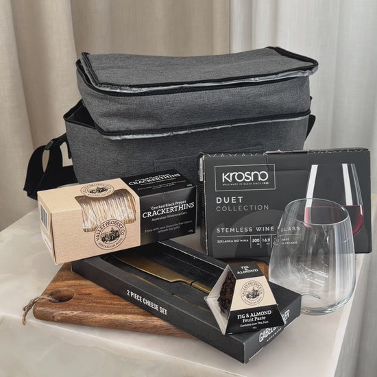 Made to Share gift hamper unboxing video – entertaining gift set with cooler bag, glasses and grazing accessories by The Gifting Pantry