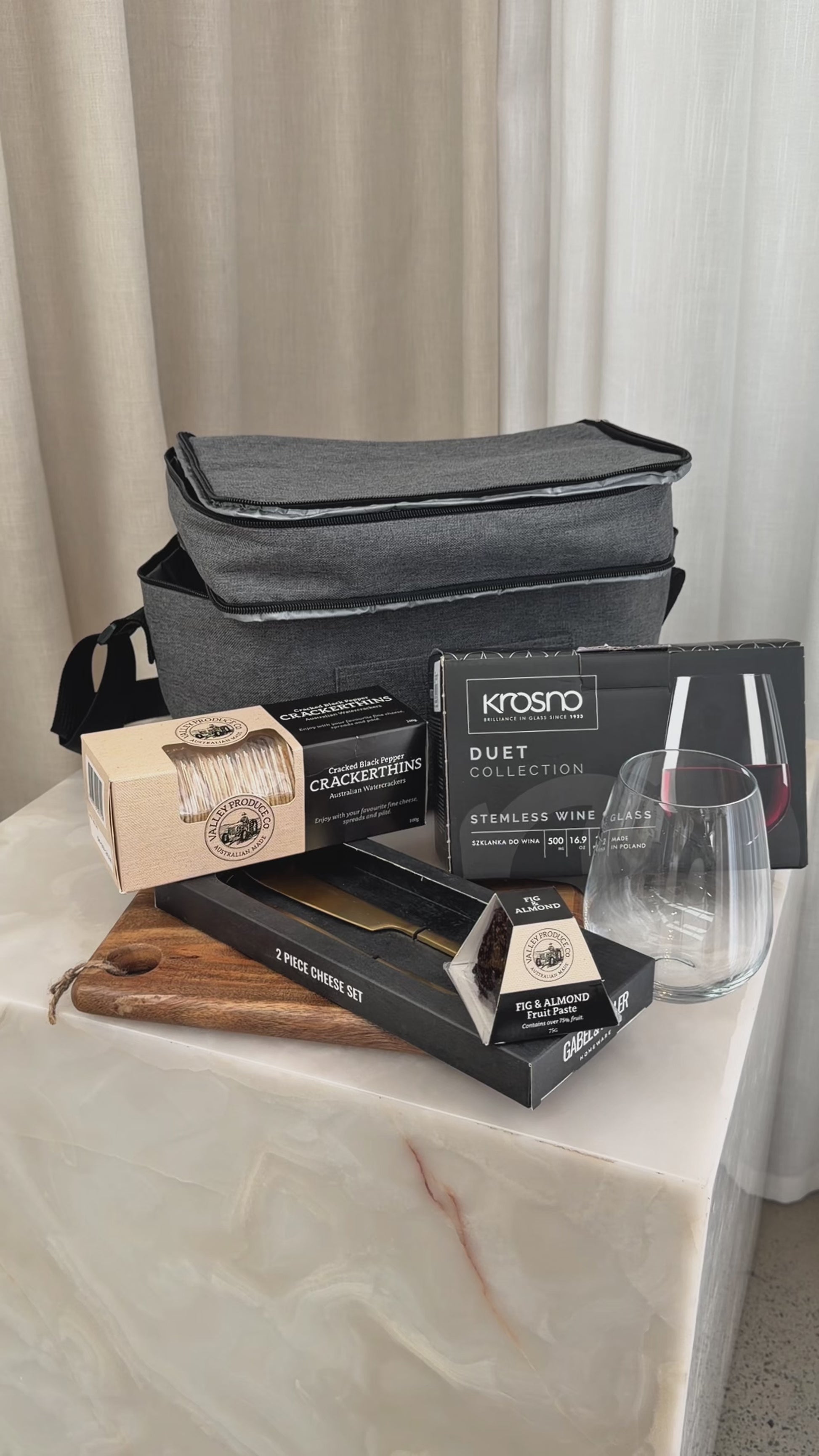 Made to Share gift hamper unboxing video – entertaining gift set with cooler bag, glasses and grazing accessories by The Gifting Pantry