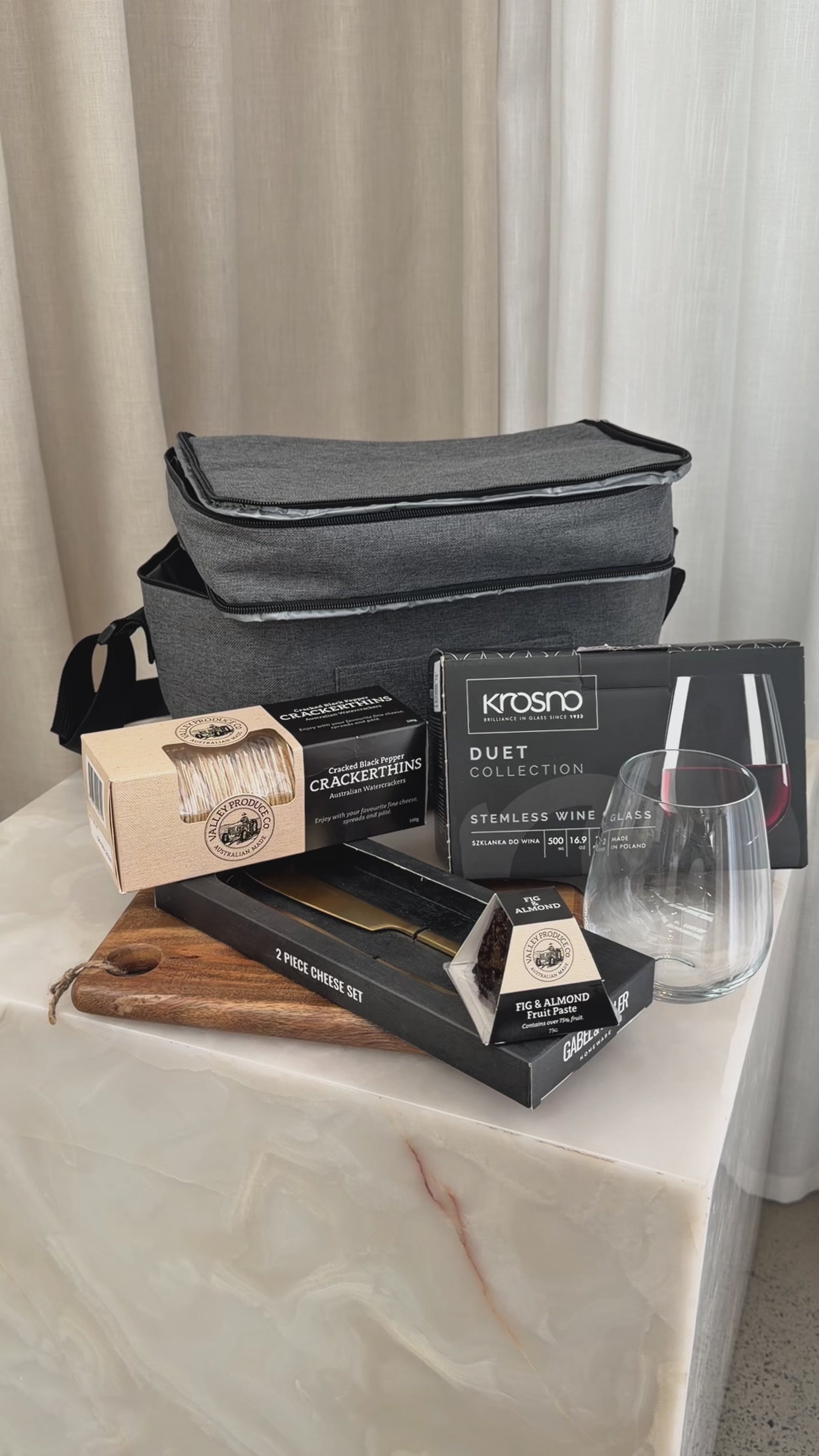 Made to Share gift hamper unboxing video – entertaining gift set with cooler bag, glasses and grazing accessories by The Gifting Pantry
