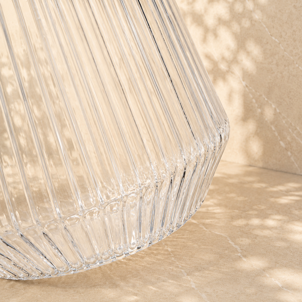 Close up of a Velora tumbler's fluted sides catching the light